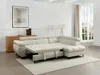 Vente-unique - NIACATO Sofa Samt Beige - B 204 cm x H 80 cm x L 274 cm Bild 2