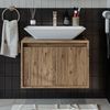Roomart ATLANTIC-65 Badmöbel Set– 2-teiliges Badezimmermöbel Set - Waschbecken mit Unterschrank - H 45 x B 45 x T 65 cm • Eiche Bild 3