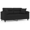 vidaXL 2-Sitzer-Sofa mit Kissen Schwarz 140 cm Mikrofasergewebe 3200974 Bild 2