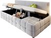 Polsterbett Sofabett 90*200 cm, Mit Hydraulischem Stauraum, Rückenlehne Ohne Armlehnen, Mit Markantem, Klassischem Karomuster Am Unteren Rand. Multifunktionales Einzelbett, Samtstoff Hellgrau Bild 4
