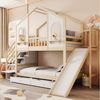 Merax Etagenbett 90x200cm (Jugendbett Doppelbett Stockbett Hausbett, 1-St), Kinderbett mit 2 Schubladen, Rutsche, Staurumtreppe & Bogenfenstern Bild 5