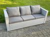 Fimous Polyrattan Essgruppe Gartenmöbel Set Höhe verstellbar Esstisch Set mit Sofa Beistelltisch Kleiner Fußhocker Helles Grau Bild 5