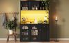 Hochschrank Vitrine schwarz mit LED-Beleuchtung & Glasschiebetüren, 120x35x167 cm Bild 4