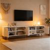 Merax Lowboard mit goldenen Akzenten (1 St), TV-Schrank mit 4 Türen, viel Stauraum & Metallbeinen, 190 x 40 x 51,5 cm Bild 4