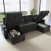 Merax Ecksofa U‑förmiges Sofa mit Schlaffunktion, Ausziehbares U‑Sofa mit LED & USB, Chenille Schlafsofa Chaiselongue Sofabett für 4-5 Personen 1 Teile, Sofa mit Getränkehalter, verstecktem Stauraum & Armlehnen‑Stauraum Bild 4