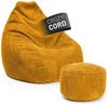 Lumaland Relax Set Cord – Sitzsack Giant + Pouf | Besser als Sofa, Sessel & Co. | XXL Bean Bag + Sitzpouf Hocker mit Füllung (EPS Perlen) für Indoor | Bodensofa für Wohnzimmer, Schlafzimmer & Gaming Bild 5