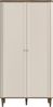 Forte LACETTI Kleiderschrank 100, moderner Schrank mit Skandi Lamellen Design, 2-türig, Schlafzimmer, Kaschmir | Beige mit Valencia Eiche Holzdekor, 100,1 cm breit x 200,5 cm hoch x 52,7 cm tief Bild 2