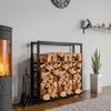 Kaminholzregal innen Metall SATLO - für Feuerholz Brennholzregal innen Kaminholzständer Kaminholzhalter Feuerholzregal InnenSchwarz, 25x100x100cm Bild 3