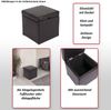 Hocker Sitzwürfel Sitzhocker Aufbewahrungsbox Onex, mit Deckel, Leder + Kunstleder, 45x44x44cm FSC® ~ schwarz Bild 2