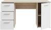 FORTE Schreibtisch 3 Schubladen, Tür, Weiß / Sonoma Eiche Dekor - 138,2x75,3x60cm (BxHxT) Bild 4