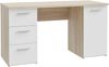 FORTE Schreibtisch 3 Schubladen, Tür, Weiß / Sonoma Eiche Dekor - 138,2x75,3x60cm (BxHxT) Bild 3
