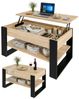 TREND WERK Couchtisch Lift-Couchtisch höhenverstellbar Sofatisch 92×54 cm mit Stauraum, verstecktem Fach Wohnzimmertisch Holz modern Bild 2