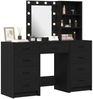 vidaXL Schminktisch mit Spiegelbeleuchtung 3 pcs Schwarz Holzwerkstoff 3334219 Bild 3