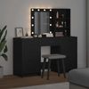 vidaXL Schminktisch mit Spiegelbeleuchtung 3 pcs Schwarz Holzwerkstoff 3334219 Bild 4