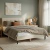 Polsterbett 140x200 cm Beige Doppelbett mit Lattenrost Stoffbett Bett Bettgestell Bild 2