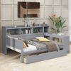 Schlafsofa 90x200 cm mit USB-Ladeanschluss, 2 Schubladen, Untertischablage, Schreibtischfunktion, multifunktionales Schlafsofa,Grau Bild 4