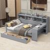 Schlafsofa 90x200 cm mit USB-Ladeanschluss, 2 Schubladen, Untertischablage, Schreibtischfunktion, multifunktionales Schlafsofa,Grau Bild 3