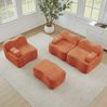 Modulares Ecksofa ohne Rahmen aus Samt, Wellenform, tiefe Sitzfläche, 288 x 167 x 70 cm, orange, ohne Montage Bild 2