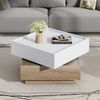 Couchtisch 60x60x38 cm mit 360° Drehfunktion und 2 Schubladen – Wohnzimmertisch in Weiß/Walnuss Bild 3