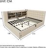 Merax Polsterbett 140x200 cm Doppelbett mit LED-Beleuchtung, hydraulischem Stauraum, L-förmigem Kopfteil mit Stauraum, beidseitig montierbar, Leinen, Beige (Ohne Matratze) Bild 4