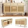 Merax Sideboard mit 3 Schubladen und 3 Schwebetüren, Rattangeflecht, Kommode mit verstellbaren Einlegböden, Anrichte, B/H/T: 120/40/78cm Bild 2