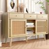 Merax Sideboard mit 3 Schubladen und 3 Schwebetüren, Rattangeflecht, Kommode mit verstellbaren Einlegböden, Anrichte, B/H/T: 120/40/78cm Bild 3