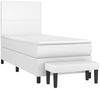 vidaXL Boxspringbett mit Matratze Weiß 100x200 cm Kunstleder 3137528 Bild 3