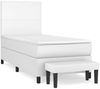 vidaXL Boxspringbett mit Matratze Weiß 100x200 cm Kunstleder 3137528 Bild 2