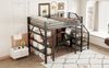 Bett 140x200 cm mit Stauraum und Schreibtisch – Hochbett aus Metall in Schwarz, ohne Matratze Bild 5