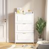 Schuhschrank 70 x 24 x 120 cm, weiß, mit 3 Klapptüren und 6 Fächern aus MDF & Spanplatte Bild 3