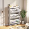 Schuhschrank 70 x 24 x 120 cm, weiß, mit 3 Klapptüren und 6 Fächern aus MDF & Spanplatte Bild 5
