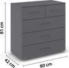 rauch Aditio Box, Kommode, 5 Schubladen, mit Softclose-Funktion, Farbe Grau metallic, BxHxT 80x81x42cm Bild 4