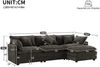Ecksofa Chenille mit beweglichem Hocker, 283x147x84 cm, Dunkelgrau Bild 3