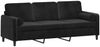vidaXL 3-Sitzer-Sofa mit Zierkissen Schwarz 180 cm Samt 3200896 Bild 3