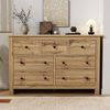 Merax Sideboard Esszimmerschrank mit großem Fassungsvermögen, Buffet mit mehreren Schubladen, Kaffeebarschrank mit 7 Schubladen, holzfarbe Bild 2