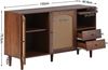 Merax Sideboard Buffet Rattan mit 3 Türen und 2 Schubladen, Antik,Landhaus Stil, Kommode aus Holz und Rattan Bild 5