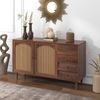 Merax Sideboard Buffet Rattan mit 3 Türen und 2 Schubladen, Antik,Landhaus Stil, Kommode aus Holz und Rattan Bild 3