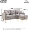 Ecksofa 175x129x90 cm in Hellgrau, Baumwoll-Leinen, mit Stauraum, Seitenfächern und 2 Kissen Bild 5