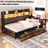 Multifunktionales Einzelbett 90x200 cm mit Schreibtisch, Schubladen & Steckdosen,Stauraumbett Jugendbett,Holzfarbe Bild 5