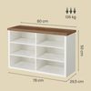 VASAGLE Sitzbank mit Stauraum, Schuhbank, Schuhregal 6 Fächer, verstellbare Ablagen, für Flur, 29,5 x 80 x 50 cm, weiß-braun Bild 5