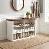 VASAGLE Sitzbank mit Stauraum, Schuhbank, Schuhregal 6 Fächer, verstellbare Ablagen, für Flur, 29,5 x 80 x 50 cm, weiß-braun Bild 2