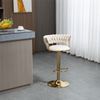 Samt 360°drehbarer Barhocker Set–Handgefertigte Rückenlehne, Höhenverstellbar,Ivory Bild 2