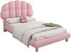 Polsterbett 90x200 cm aus Samt mit höhenverstellbarem Kopfteil – Kinder- und Jugendbett in Rosa Bild 5