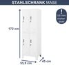 Umkleideschrank Spind BARTEK - 4 Abteile, Etikettenhalter Lüftungsschlitze | Umkleidespind Schließfachschrank Garderobenspind, 172x55,9x45cm Weiß Bild 2