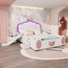 Kinderbett 140x200 Rosa Weiß mit LED Licht und Rutsche – Cartoon Schmetterlingsbett,mit Farbwechselbeleuchtung und Stufen Bild 4