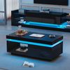 Couchtisch 100 x 50 x 40,3 cm mit LED-Beleuchtung, Hochglanz, 1 Schublade, Schwarz Bild 5
