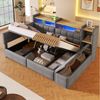 Merax Daybett mit LED Lichtleiste, USB, Typ-C & Bettkasten, Samt (Schlafsofa Sofabett Jugendbett Kinderbett Doppelbett, 1 tlg), Tagesbett 140x200 cm mit hydraulischem Stauraum,Ablagefach,Stauraumbank Bild 2