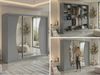 Schwebetürenschrank VERONA mit großer Spiegelfront, moderner Kleiderschrank, Breite 240 cm - Grau, inkl. Innenausstattung - mit Schubladen Bild 2