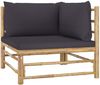 vidaXL 3-tlg. Garten-Lounge-Set mit Dunkelgrauen Kissen Bambus 3058204 Bild 3