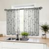 BYSURE Gardine Voile Scheibengardinen modern Wohnzimmer Bistrogardine für Küche, Bad (2 St), Stangendurchzug, transparent, Küchenvorhänge, besticktes Blattmuster, Vorhänge für kleine Fenster Bild 2